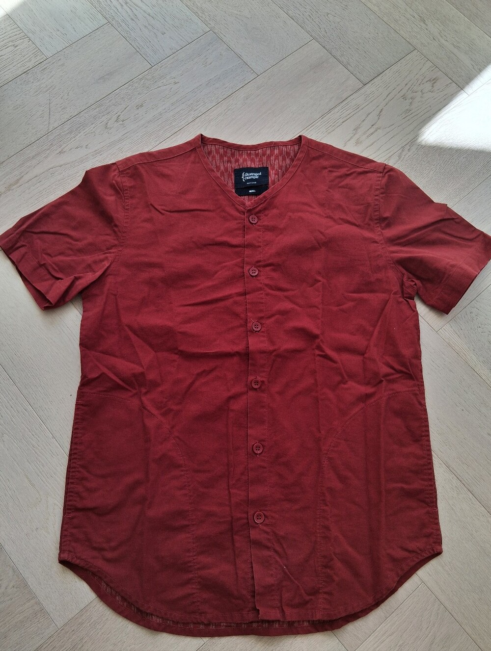 Illustrated Example Short Sleeve Collarless Shirt. Made In Canada